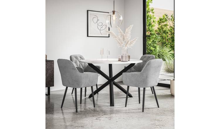 Furniture Online Malvern Anika Oak Table Dining Table & 4 Grey Chairs