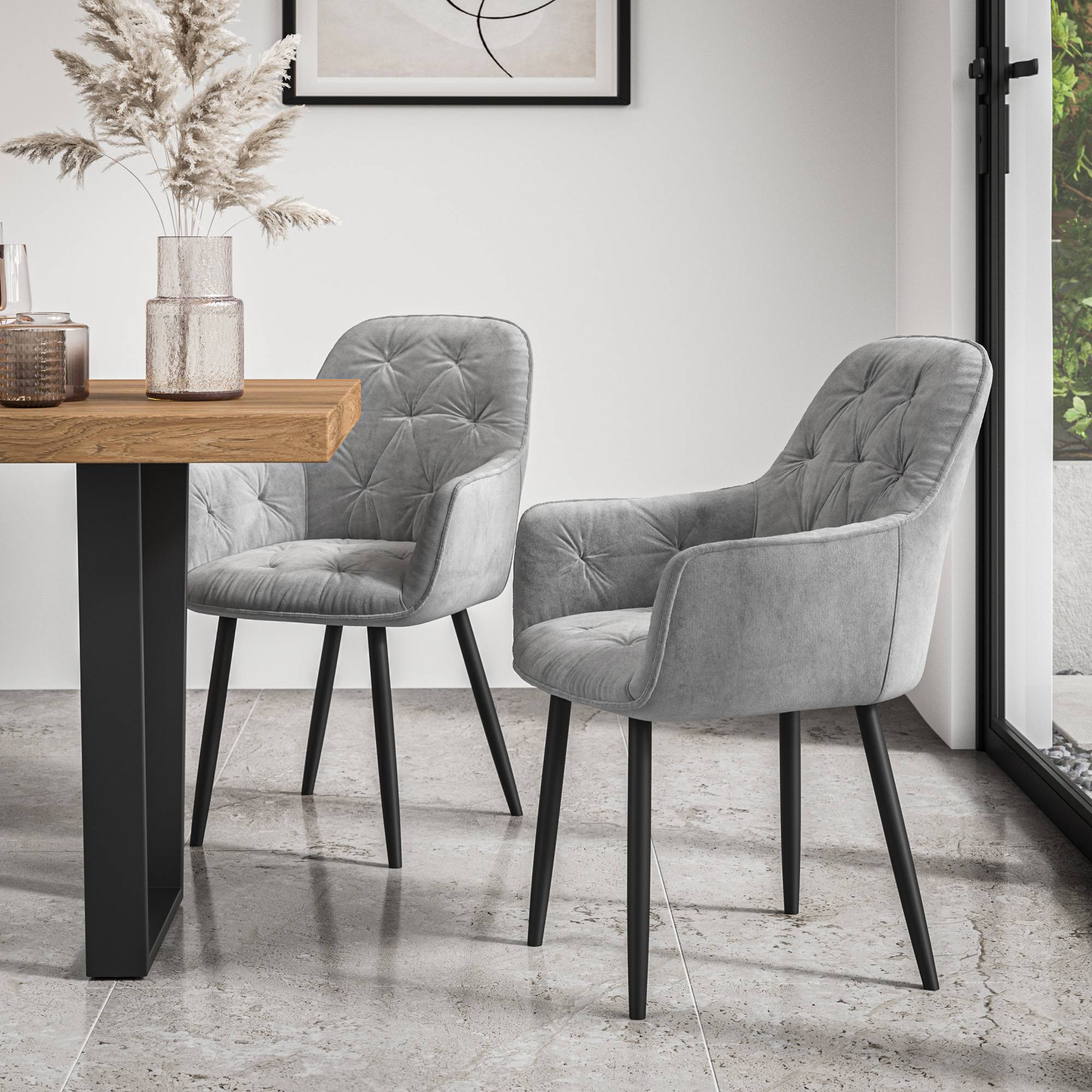 Furniture Online Malvern Anika Oak Table Dining Table & 4 Grey Chairs - Image 5