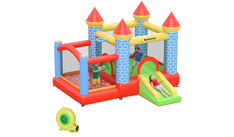 Outsunny 4 in 1 Ages 3 to 8 Years Blower Included Bouncy Castle – Red