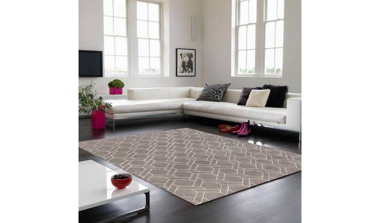 Mega Flooring Silver Handmade Chequered Rug - 120 x 170cm