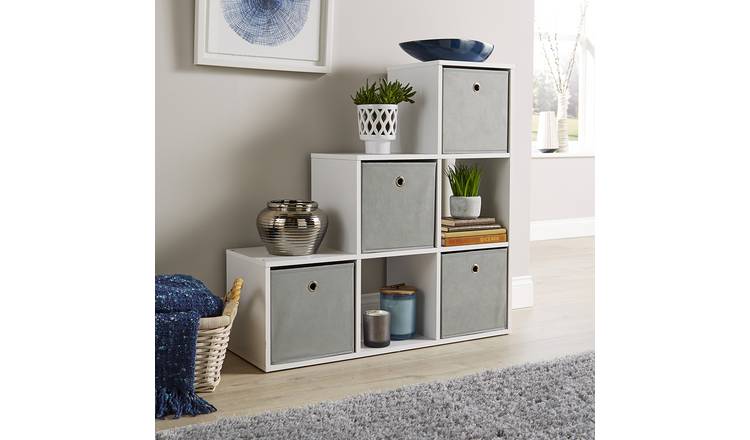 Home Source 6 Cube Step Storage Unit - White