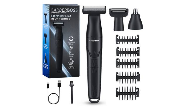 BarberBoss 3-in-1 Men’s Grooming Kits Detail Trimmer, Foil Shaver - Black