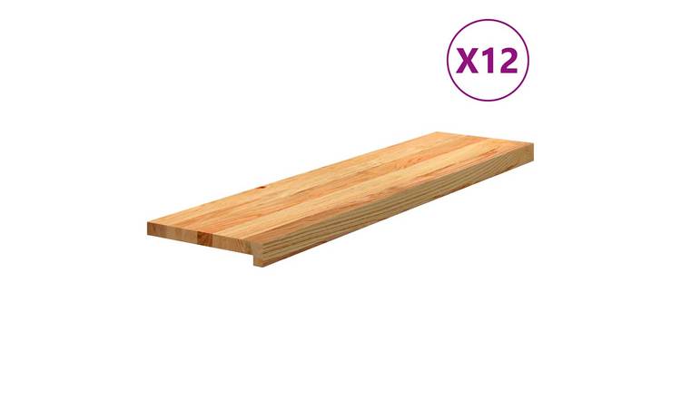 Walplus Pack of 12 Carpet Stair Treads - Light Brown - 100 x 25 cm