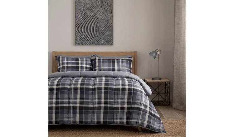 OHS Check 10.5 Tog Coverless Duvet Set - Grey - Double