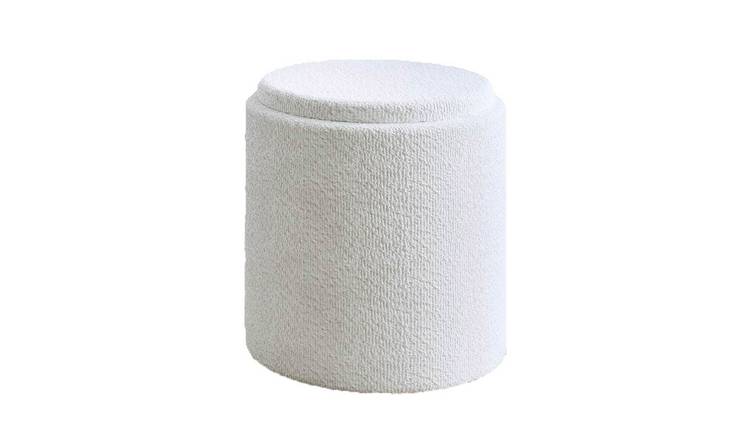 CARME Home Hailey Bouclé Storage Stool - Ivory
