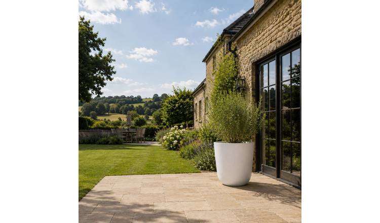 Fargro Home and Garden 59L Polystone Egg Round Plant Pot - Stone White