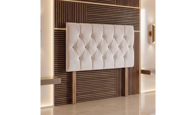 Somnior Chester Velvet Superking 30" Upholstered Headboard - White