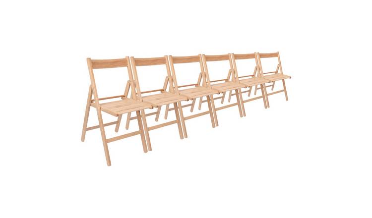 Harbour Housewares Beech Wood Folding Chairs - Natural - Pack of 6
