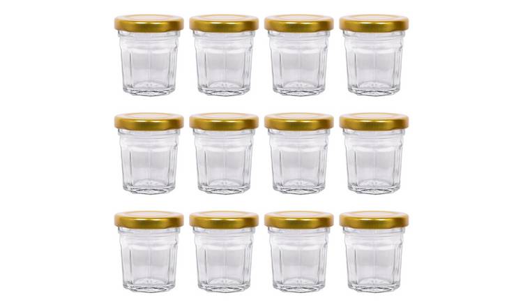 Argon Tableware Glass Jam Jars with Lids - Pack of 12