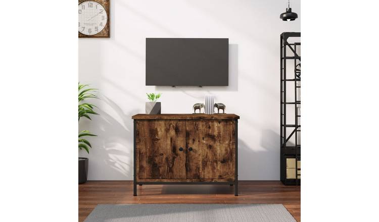 Walplus Engineered Wood TV Cabinet with Doors - Dark Oak - 60 x 35 x 45 cm