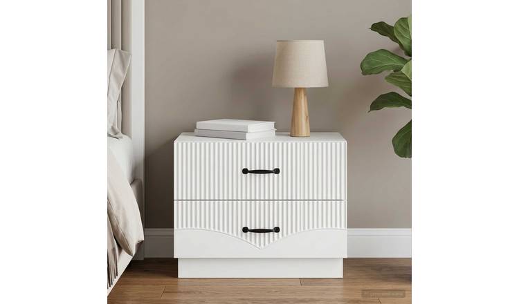 Walplus Engineered Wood Bedside Cabinet - White - 62 x 34.5 x 44.5 cm