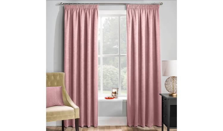 Enhanced Living Zen Thermal Pencil Pleat Curtains - 117 x 137cm - Blush Pink