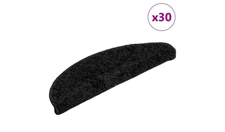 Walplus Pack of 30 Half Round Polypropylene Stair Mats - Black - 56 x 17 cm