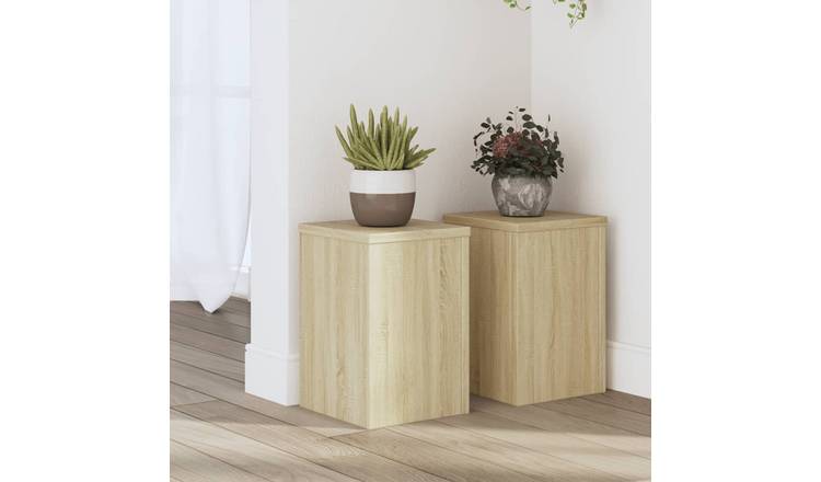 Walplus Pack of 2 Engineered Wood Plant Stand - Sonoma Oak - 20 x 20 x 30 cm