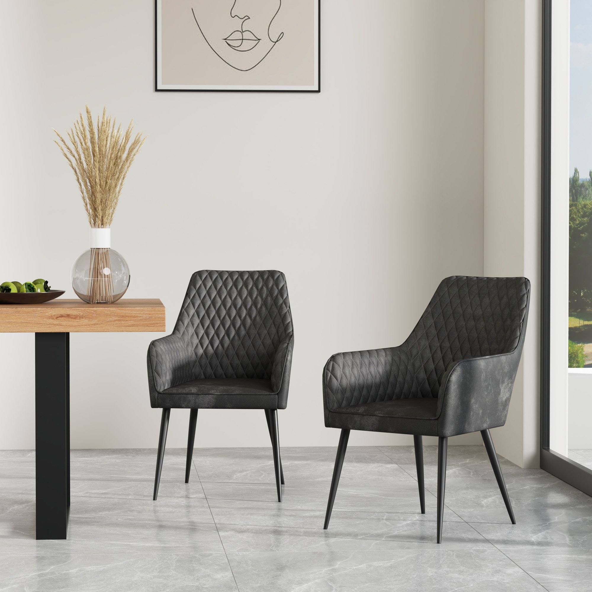 Furniture Online Ella Set 8 Fabric Dining Chair – Grey - Image 2