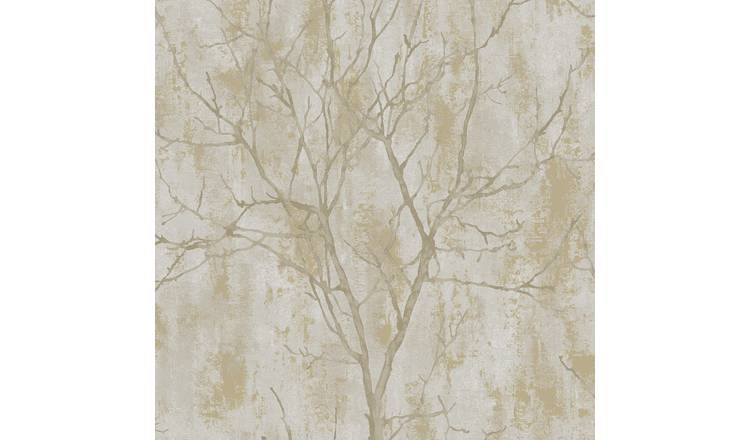 Grandeco Venetian Tree Textured Distressed Concrete Stone Wallpaper - Taupe