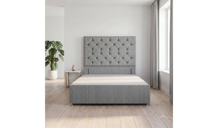 Somnior Diamante Tweed 2FT6 Small Single Divan Bed Base - Grey