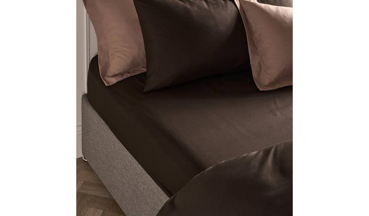 OHS Plain Microfibre Deep Fitted Bed Sheet Coffee - Single