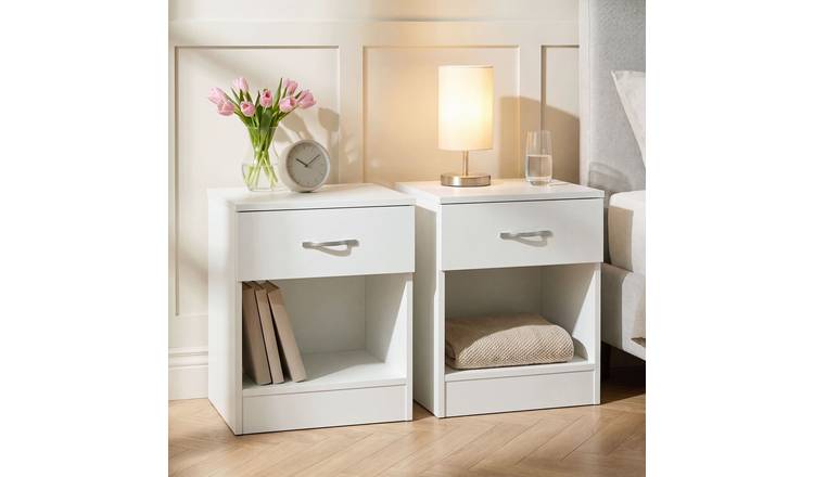 Vida Designs Riano 1 Drawer Bedside Chest Set of 2 - White