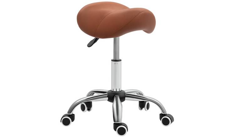 HOMCOM Rotate Height Adjustable Salon Massage Spa Chair - Brown