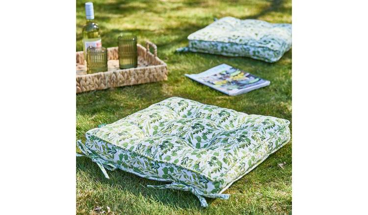 Dibor Set of 4 Meadowbrook Box Outdoor Garden Chair Cushion Seat Pads - Green