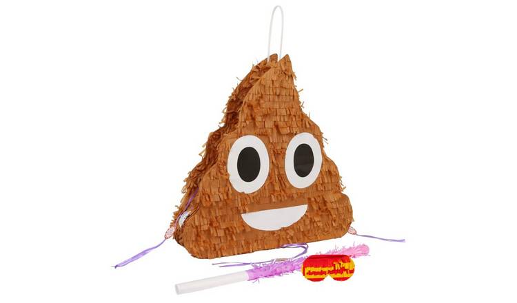 Fax Potato 3pc Poop Emoji Pinata Set with Stick & Blindfold - Pink Stick