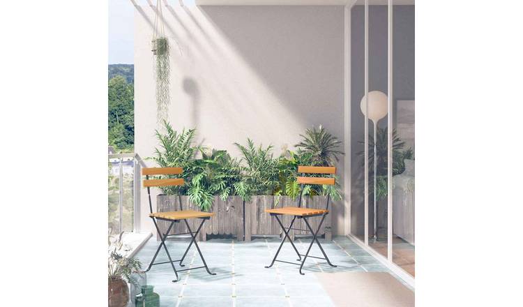 Walplus 2 Piece Steel Folding Chairs - Brown - 40 x 46 x 85 cm