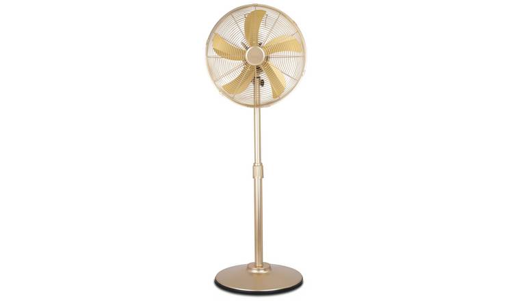 Air Pro 16in Pedestal Fan with Adjustable Height & Wide-Angled Oscillation-Gold