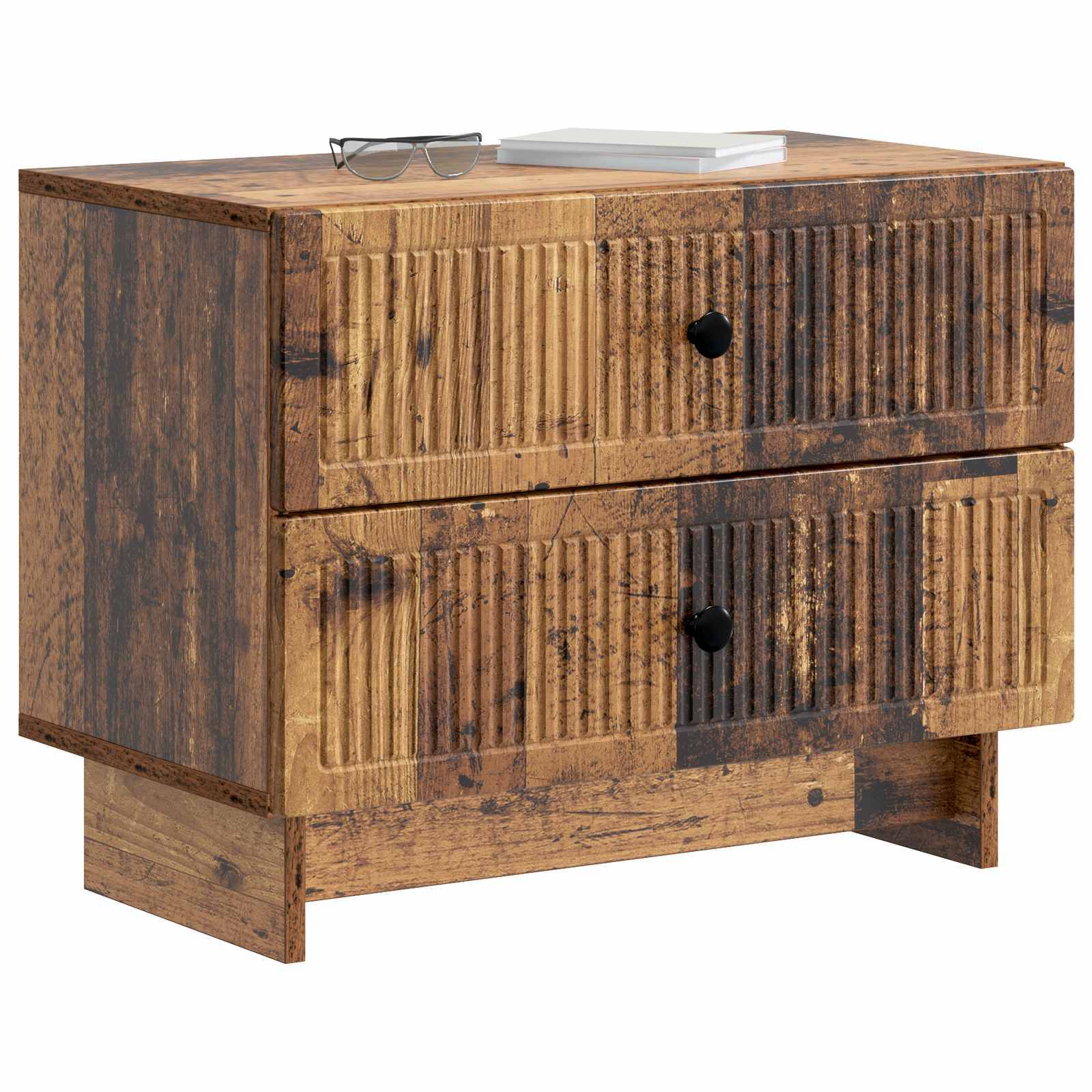Walplus Engineered Wood Bedside Cabinet - Dark Wood - 62 x 34.5 x 47.5 cm - Image 3