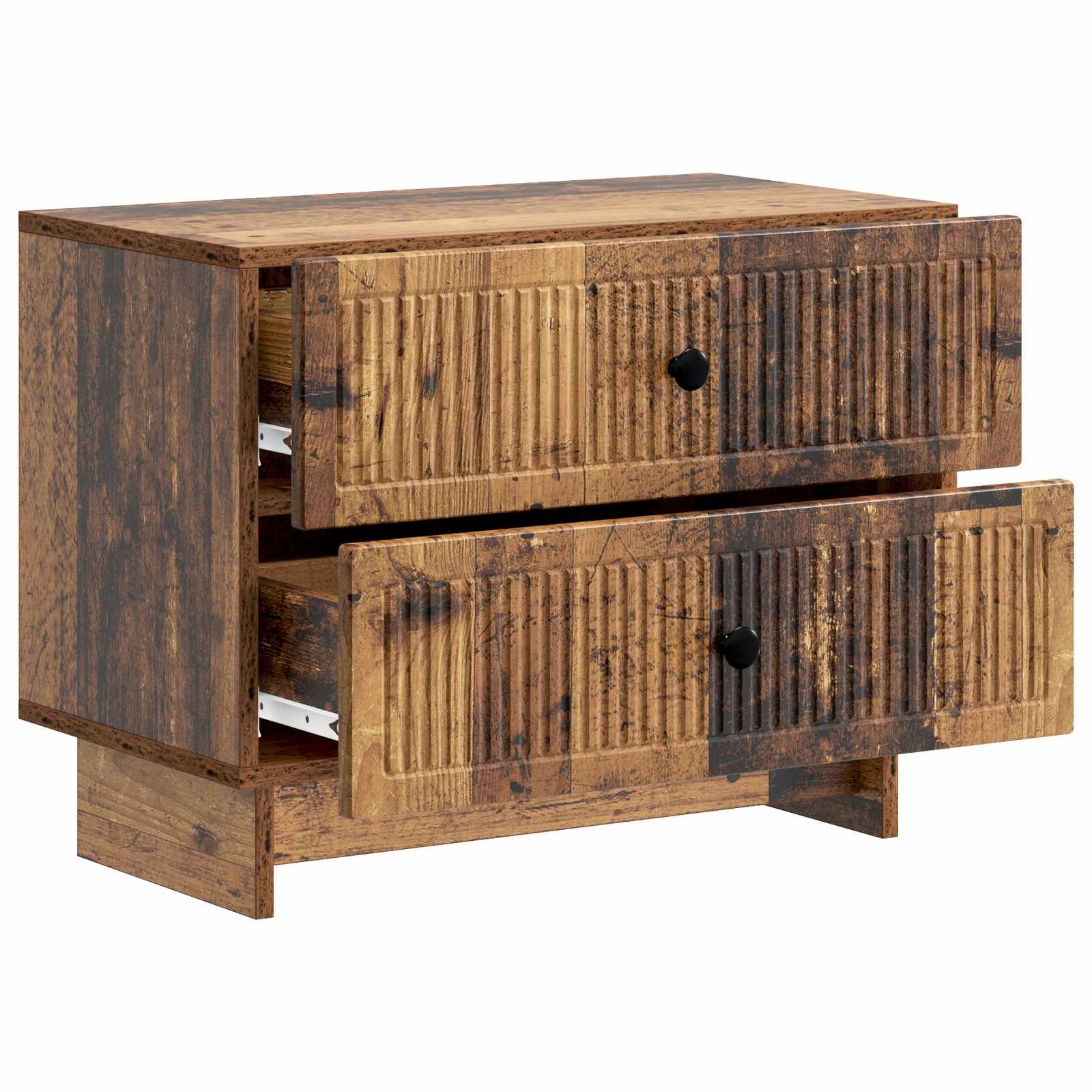 Walplus Engineered Wood Bedside Cabinet - Dark Wood - 62 x 34.5 x 47.5 cm - Image 4