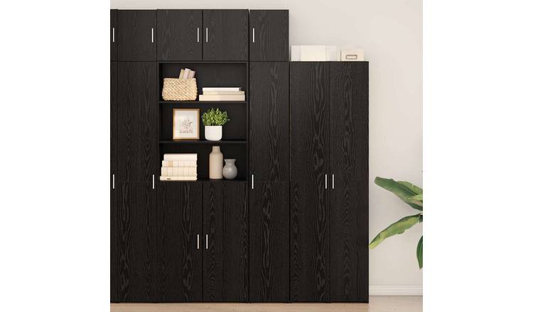 Walplus Engineered Wood Storage Cabinet - Black Ash - 30 x 42.5 x 225 cm