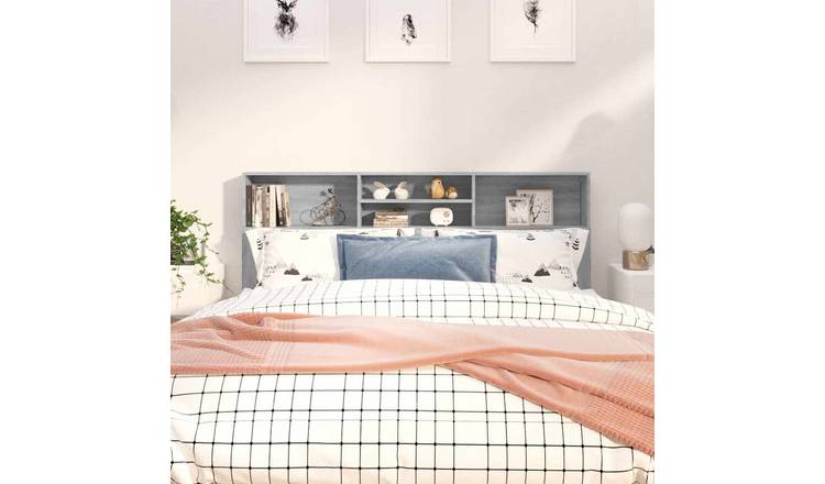 Walplus Engineered Wood Headboard Cabinet - Grey and Oak - 180 x 19 x 103.5 cm