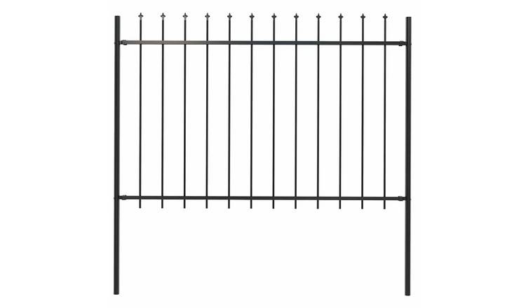 Walplus Steel Garden Fence "Woerden" with Spear Top - Black - 181 x 3.4 x 170 cm