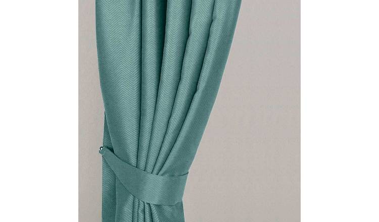 Homescapes Pack of 2 Herringbone Chevron Curtain Tie Backs – Pastel Blue