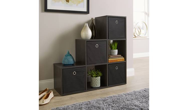 Home Source 6 Cube Step Storage Unit - Black