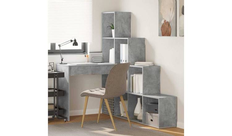 Walplus Shelf Corner Desk - Granite Grey - 149.5 x 101.5 x 149.5 cm