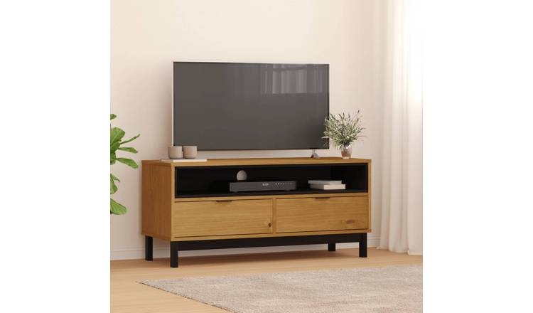 Walplus 1 Compartment Solid Pine TV Cabinet - Brown - 110 x 40 x 50 cm