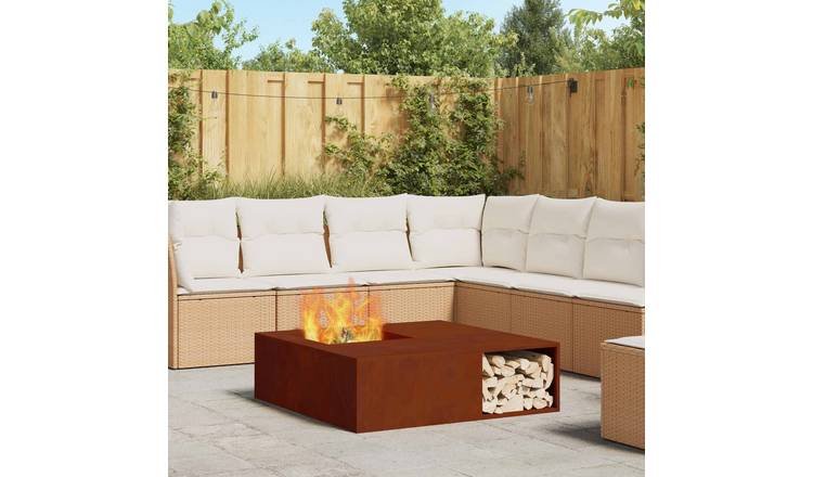 Walplus Steel Fire Pit Weathering - Brown - 100 x 100 x 30 cm