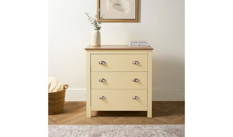 OHS Chicago Engineered Wood 3 Drawer Chest - Cream