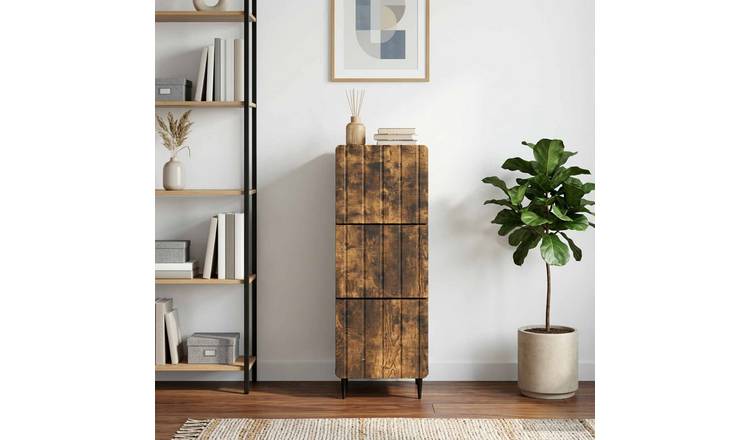 Walplus Engineered Wood Drawer Cabinet - Dark Oak - 33 x 34.5 x 92 cm
