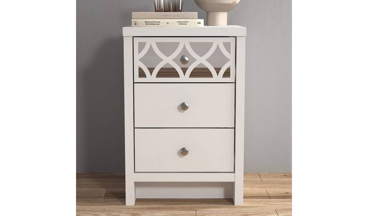 GFW Arianna 3 Drawer Bedside Table - White