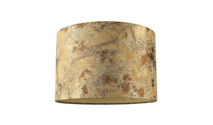 Happy Homewares Textured Gold and Burnt Orange Jacquard Fabric Lampshade - 30cm