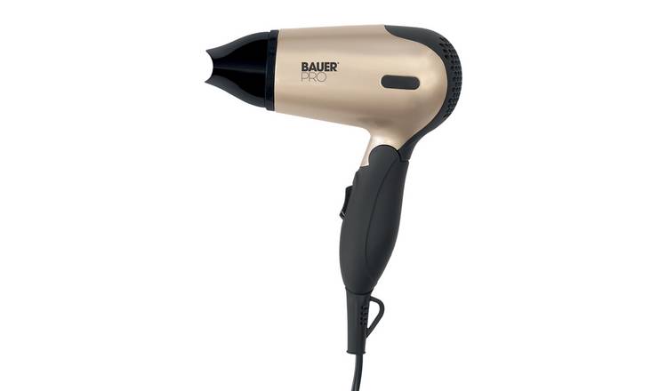 Bauer Professional Black & Gold Travel Hair Dryer Set – 1200W