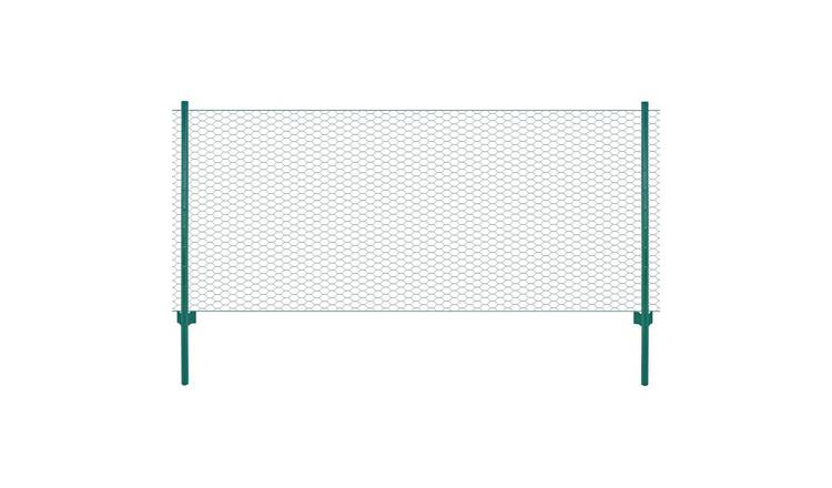 Walplus Powder Coated Steel Wire Mesh Fence with Posts - Green - 25 x 0.5 m