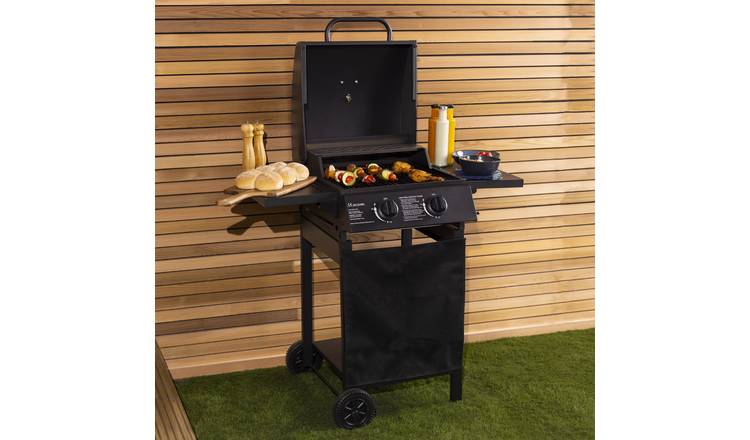 Charles Bentley Deluxe Auto Ignition 2 Burner Gas Steel BBQ Grill - Black