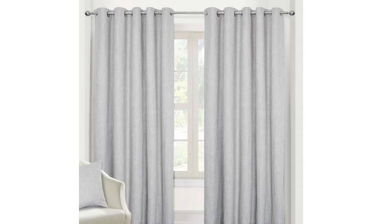 Homescapes Light Grey Textured Blackout Thermal Eyelet Curtains - 167cm x 182cm