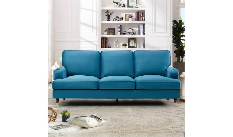 Artemis Home Woodbury 3 Seat Velvet Fabric Sofa - Teal