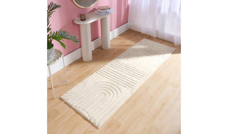 OHS Tufted Arches Soft Non Slip Runner Rug 66 x 200cm - Stone