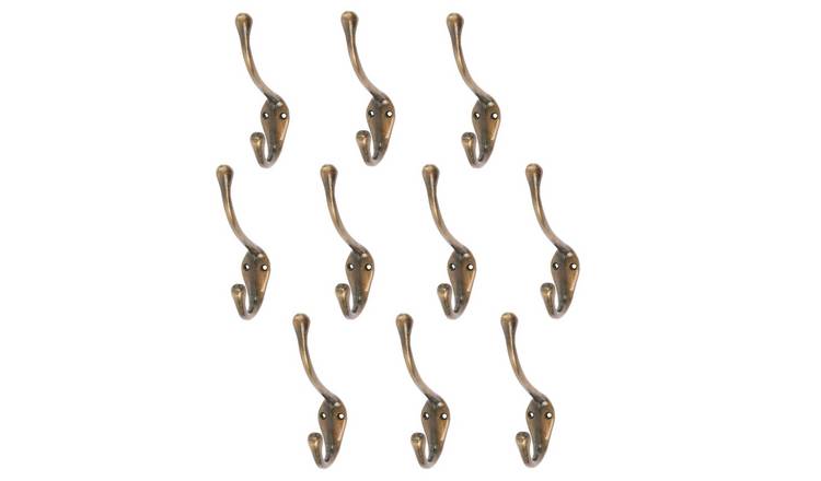Hammer & Tongs Narrow Hat & Coat Hook - Brass - Pack of 10