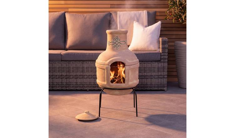 Charles Bentley Snug Rosario Small Clay Chimenea BBQ Grill - Terracotta